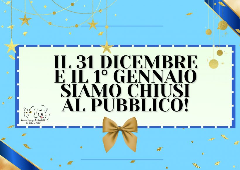 Chiusura al pubblico domenica 31 dicembre e lunedì 1 gennaio