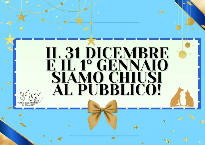 Chiusura di Capodanno 31 dicembre e 1 gennaio