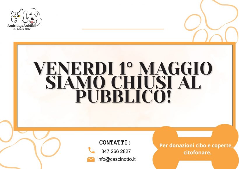 Chiusura 1 maggio 2026!