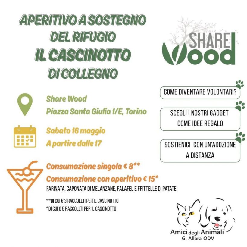 Aperitivo a sostegno del Cascinotto. Vi aspettiamo!